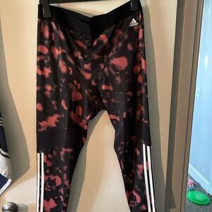 Adidas Black and Red Patterned Leggings